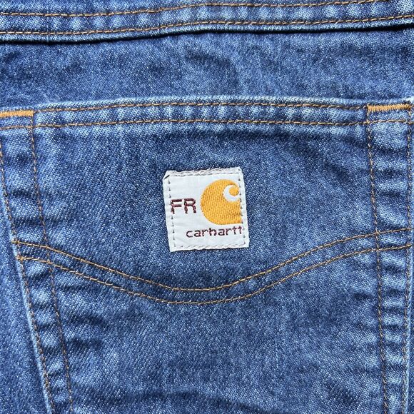 Carhartt FR Flame Resistant Straight Leg Blue Jeans Mens 42x32 FRB160 DNM Denim - Picture 11 of 12